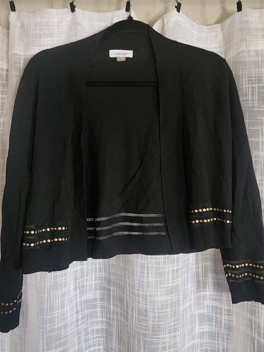Calvin Klein Black Open Cardigan with Metallic Stud Detail